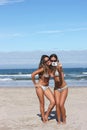 Twins taking a photo