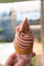 Mixed strawberry chocolate soft served ice cream Royalty Free Stock Photo