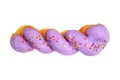 twist Doughnut with glaze blueberry Cream and colorful sprinkles