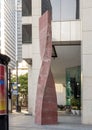 `Twist of Red`, a Turkish marble sculpture by Walter Dusenbery in downtown Dallas.
