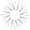 Twist, spiral shape with circles. Rotating dotted element. Abstr