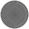 Twist, spiral shape with circles. Rotating dotted element. Abstr