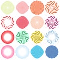 Twist, whirlwind, whirlpool elements. Vortex, volute element set. Circular concentric lines with rotation distortion