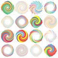 Twist, whirlwind, whirlpool elements. Vortex, volute element set. Circular concentric lines with rotation distortion