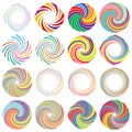 Twist, whirlwind, whirlpool elements. Vortex, volute element set. Circular concentric lines with rotation distortion