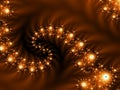 Twisted Abstract Mandelbrot planets artwork. Starlight glowing fractal elements. Royalty Free Stock Photo