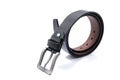 Twisted black male leather belt isolated Royalty Free Stock Photo