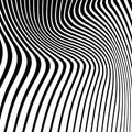 Twisted black stripes on white background