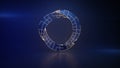 Twisted blue ring with illuminating edges 3D render