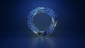 Twisted blue ring sci-fi shape 3D rendering