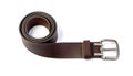 Twisted brown male leather belt isolated Royalty Free Stock Photo
