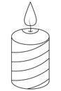 Twisted candle. Sketch. Burning flame. Magic attribute. Vector illustration. Coloring book for children. Doodle style. Outline on