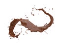 Twisted Chocolate splash isolated on brown background