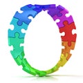 Twisted circle of colorful jigsaw puzzles