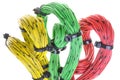 Twisted colorful computer cables with cable ties Royalty Free Stock Photo
