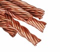 Twisted copper cable  isolated on white background Royalty Free Stock Photo