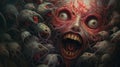 Twisted Demonic Face: Intricate And Bizarre Illustration For Horror Art