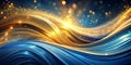 twisted gold and blue waves on a dark, shimmering backdrop Royalty Free Stock Photo