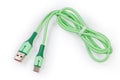 Twisted green cable USB Type-A to Type-C Royalty Free Stock Photo