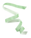 Twisted green velvet ribbon isolated on white
