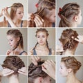 Twisted hairdo tutorial Royalty Free Stock Photo