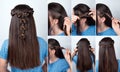 Twisted hairstyle tutorial for long hair Royalty Free Stock Photo