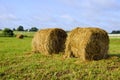 Twisted haystack in meadow animal feed for winter