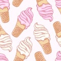 Twisted ice cream cone. Stylized seamless pattern