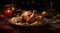 Twisted Imagination: Flamboyant Chicken on Plate with Rusticcore Food