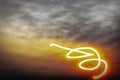 Twisted lines on evening sky after color sunset Royalty Free Stock Photo