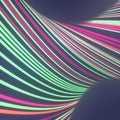 Twisted multi colored wavy wires. Modern 3d rendering digital illustration. Line art design element