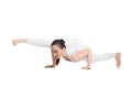 Twisted one legged arm balance yoga pose Royalty Free Stock Photo