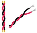 Twisted paired electrical wires icon. Twisted pair cable sign. Twisted pair cable line symbol. flat style