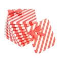 Twisted pile of gift boxes isolated Royalty Free Stock Photo