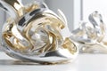 Twisted Platinum and Gold Waves: Modern Minimalist 3D Render