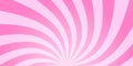 Twisted rays of rosy sunset. Vortex pinwheel pattern. Pink circus, carnival or festival background. Strawberry bubble