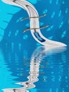 twisted and rippled a design of swimming pool with blue clear water