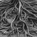 Twisted roots of very old tree Royalty Free Stock Photo