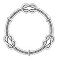 Twisted rope circle - round frame and knots Royalty Free Stock Photo