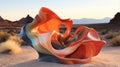 Colorful Desert Sculpture: Flowing Fabrics And Photorealistic Rendering
