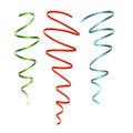 twisted shining ribbons with different colors on white background