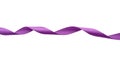 Twisted silk purple ribbon isolated on white background, decorative element for designer Royalty Free Stock Photo