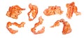 Twisted slices of fried bacon at various angles on white background Royalty Free Stock Photo