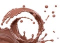 Twisted spiral chocolate wave or flow splash, pouring hot melted milk chocolate sauce or syrup, cocoa drink or cream, abstract Royalty Free Stock Photo