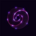 Twisted spiral. Sacred geometry. Tunnel with lines in the form of a circle. Vector geometric fractal element