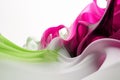 Twisted Waves in Chartreuse Green and Magenta Pink: A Modern Minimalist 3D Render on White Background Royalty Free Stock Photo
