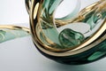 Twisted Waves & Modern Minimalism: Champagne Gold and Deep Forest Green in 3D Render