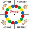 Twister spinner board, illustration. Game of physical skill Royalty Free Stock Photo