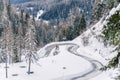 Twisting Mountain Road in Winter