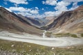 Twisting road going to Barskoon pass, Kirghizia Royalty Free Stock Photo